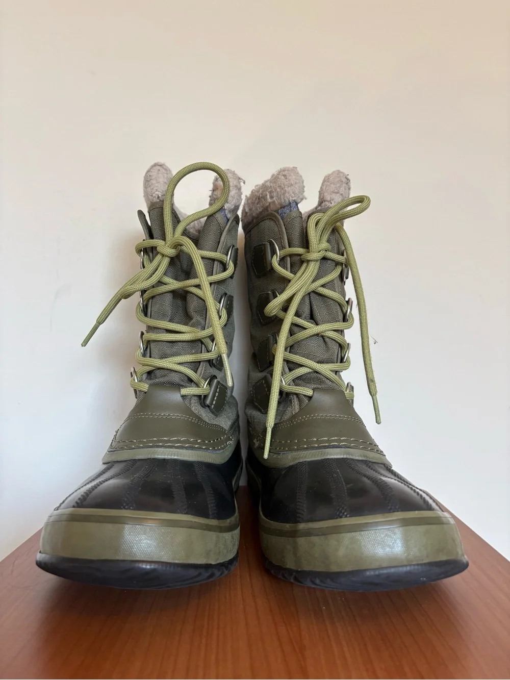 Sorel 1964 Pac Nylon Waterproof Winter Snow Boots Olive Green Size Men 7/Women 9